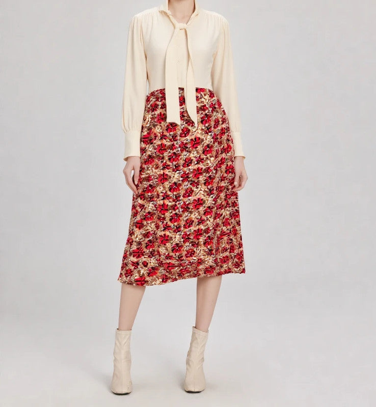 Vintage cotton mix wrap floral skirt