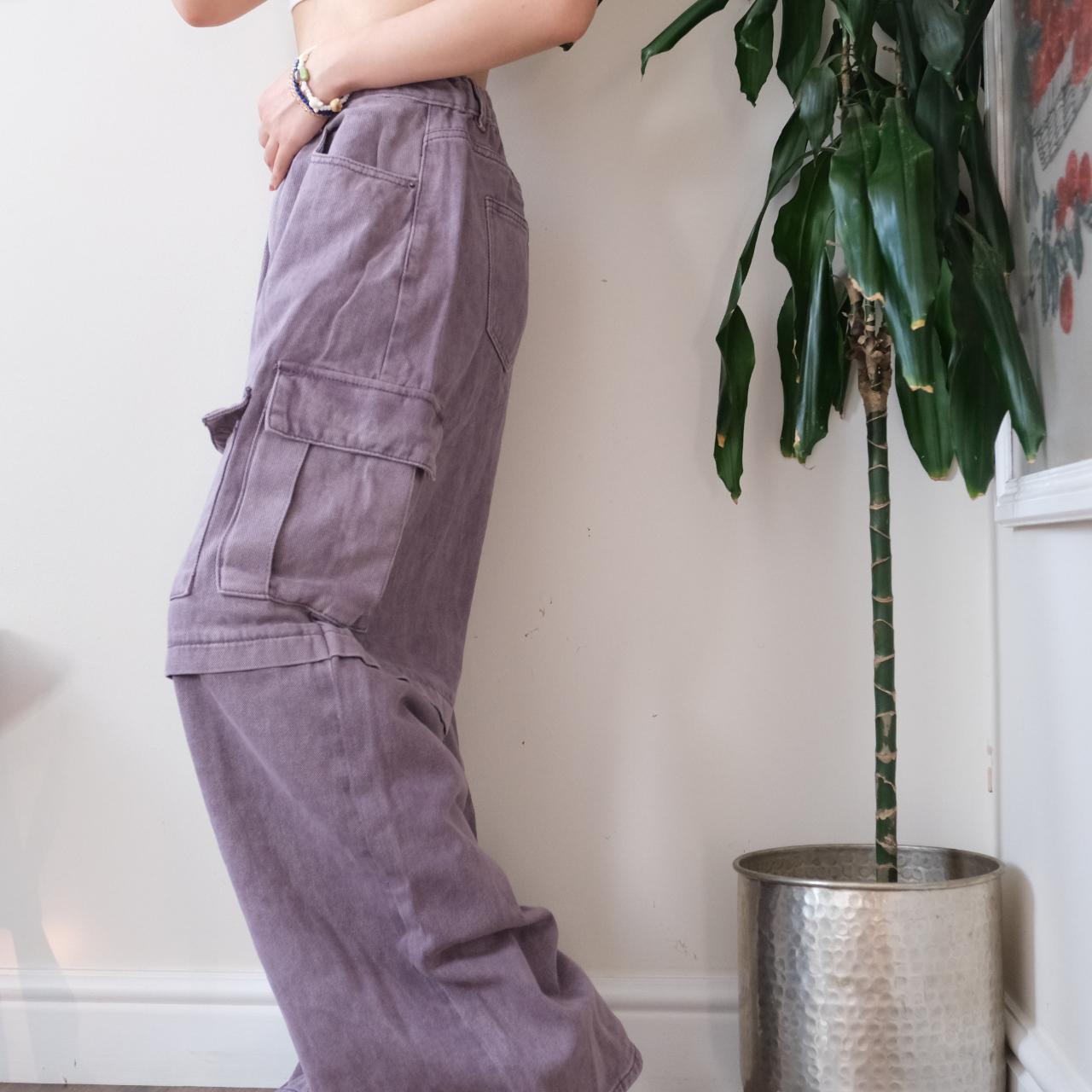 Y2K Unbelievable purple wide leg medium rise cargo jeans - XL