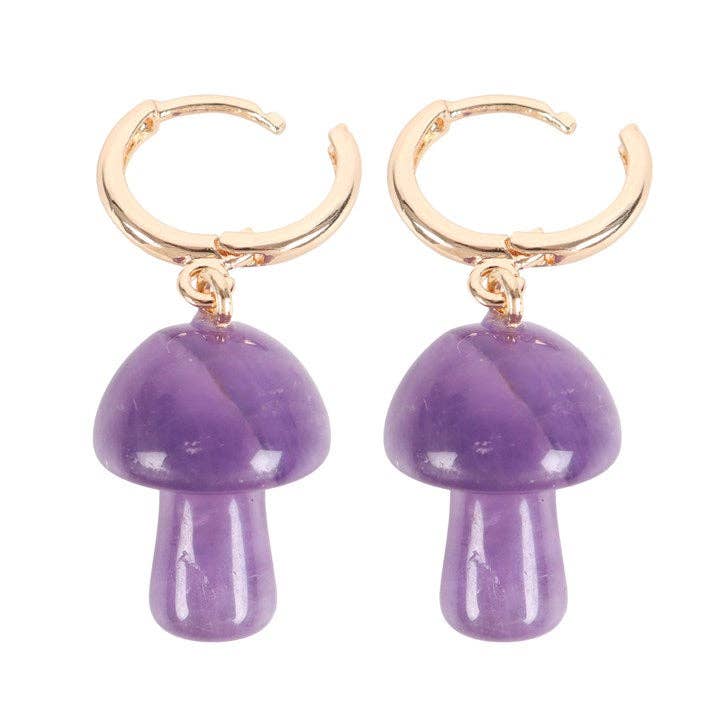 Something Different Wholesale - Amethyst Crystal Mushroom Earrings
