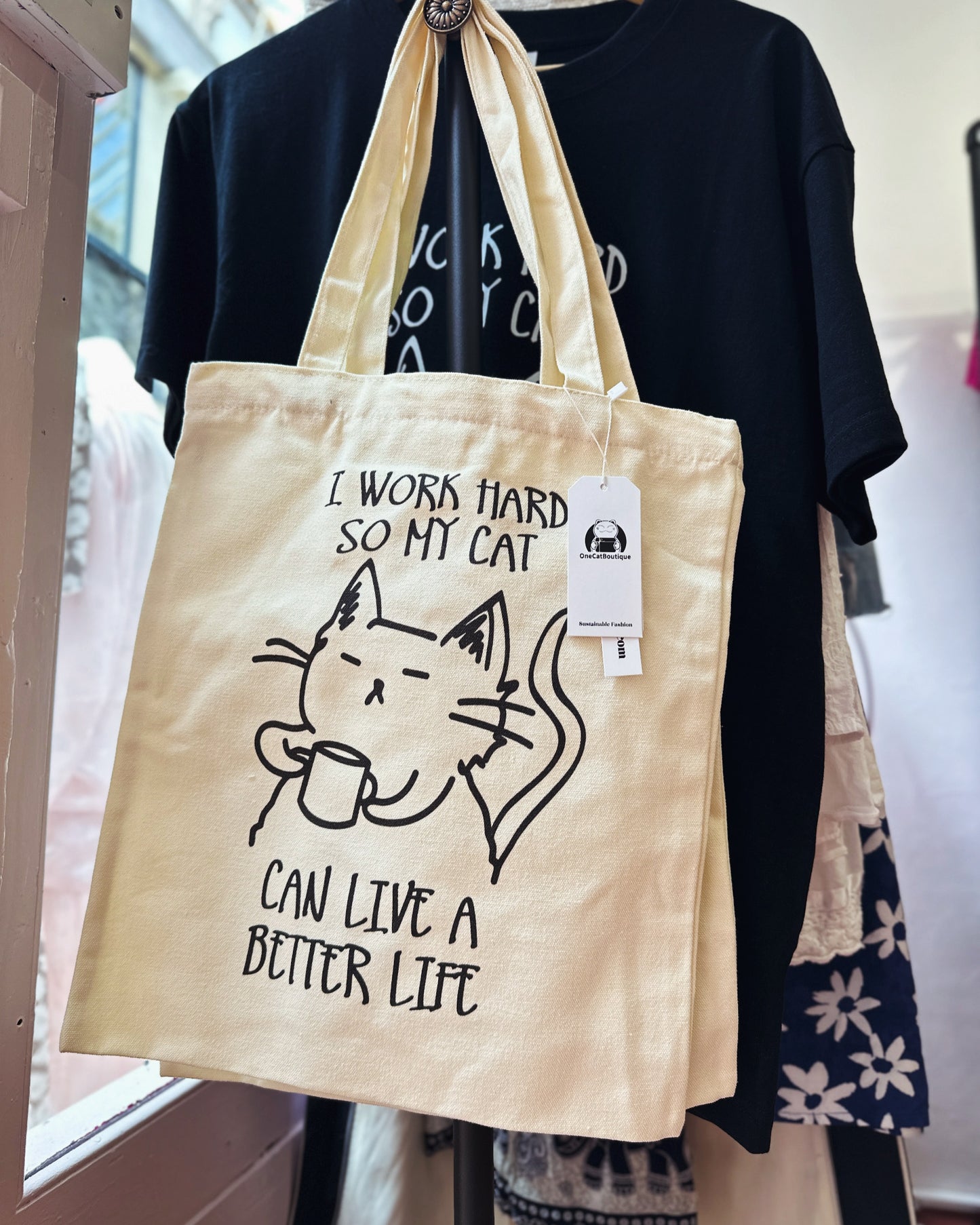 Fun Cat Cotton Tote Bag