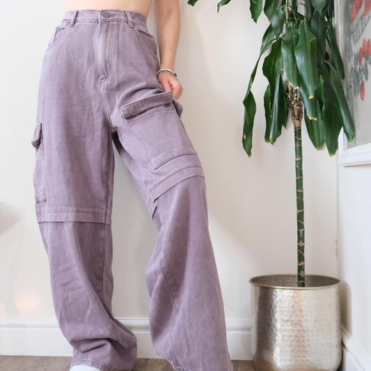 Y2K Unbelievable purple wide leg medium rise cargo jeans - L
