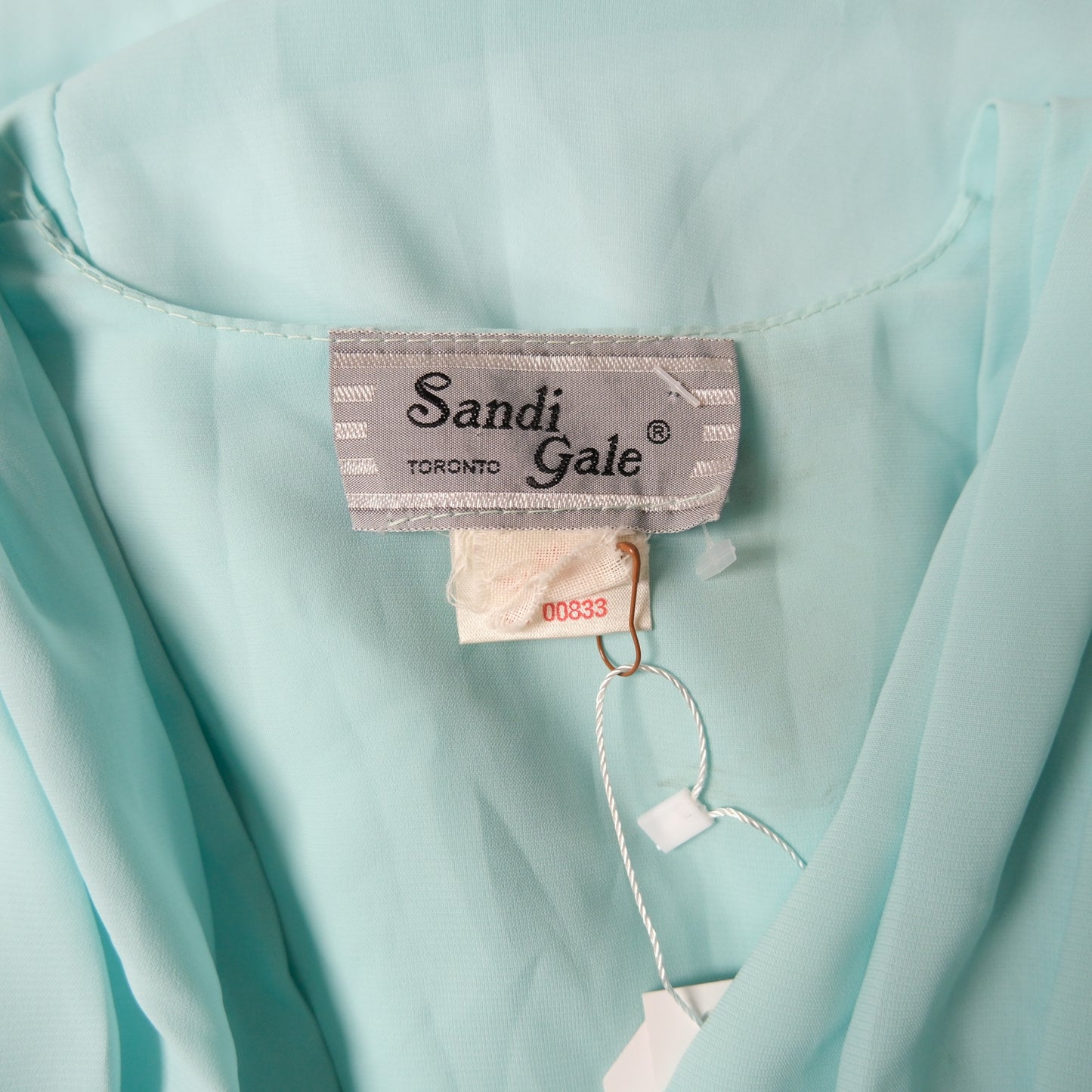 💎 Vintage Sandi Gale Aqua Blue Chiffon Midi Dress – Long Sleeve Romantic Silhouette