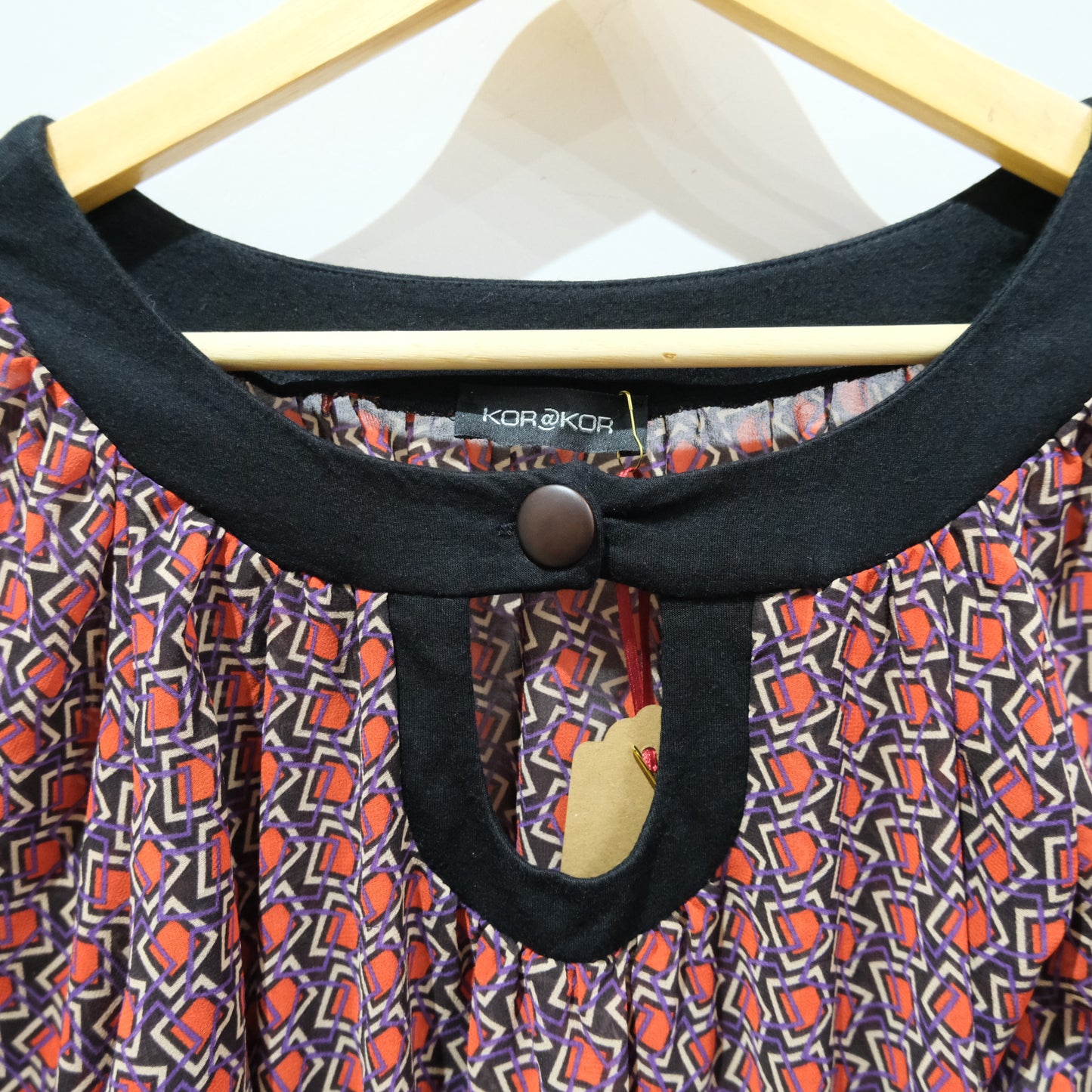 Vintage Kor@Kor Geometric Print Long Sleeve Top