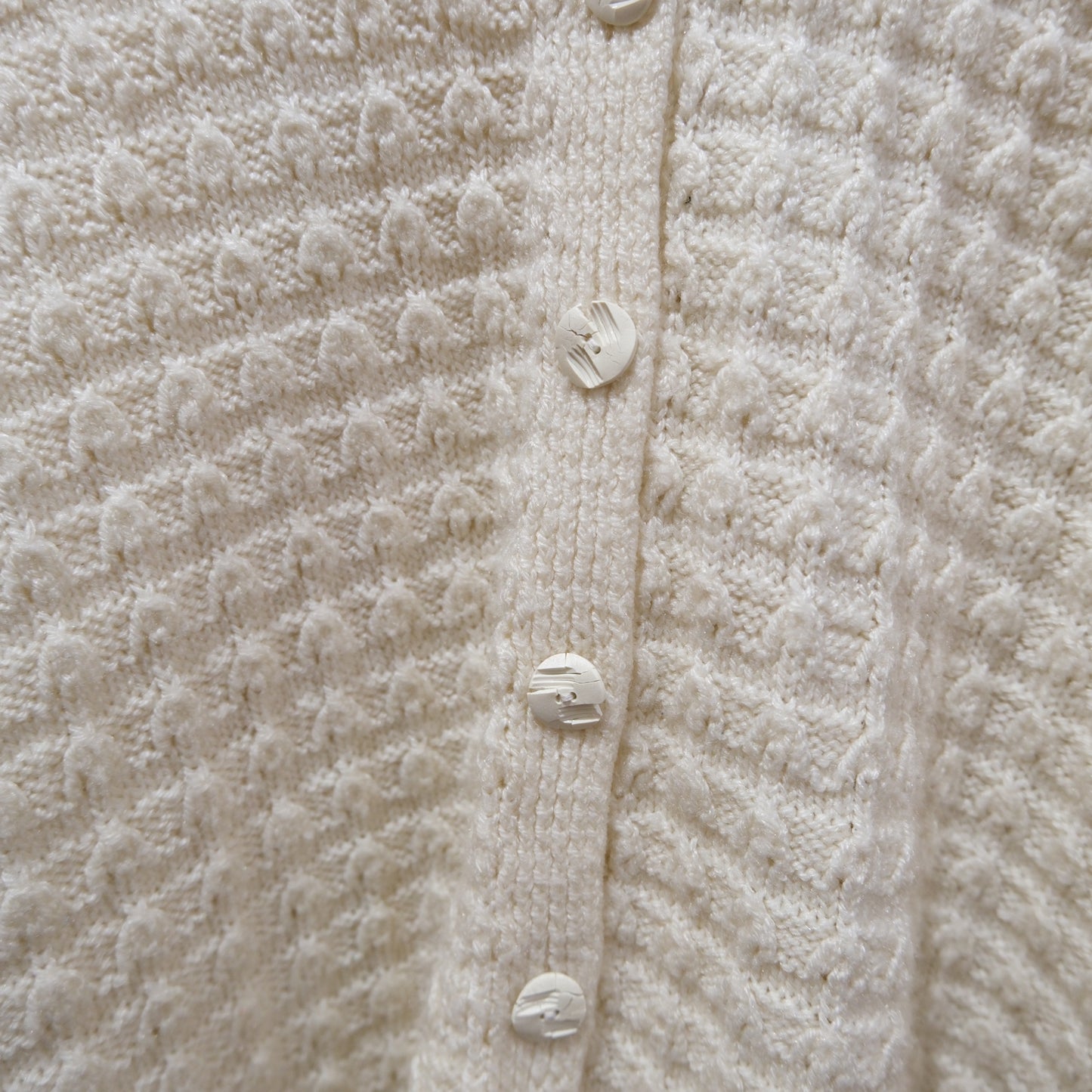 Vintage Maria Roelants Cream Textured Knit Cardigan – One Size