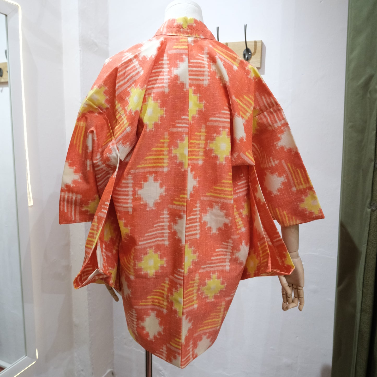 Vintage Orange & Yellow Ikat Print Haori Jacket