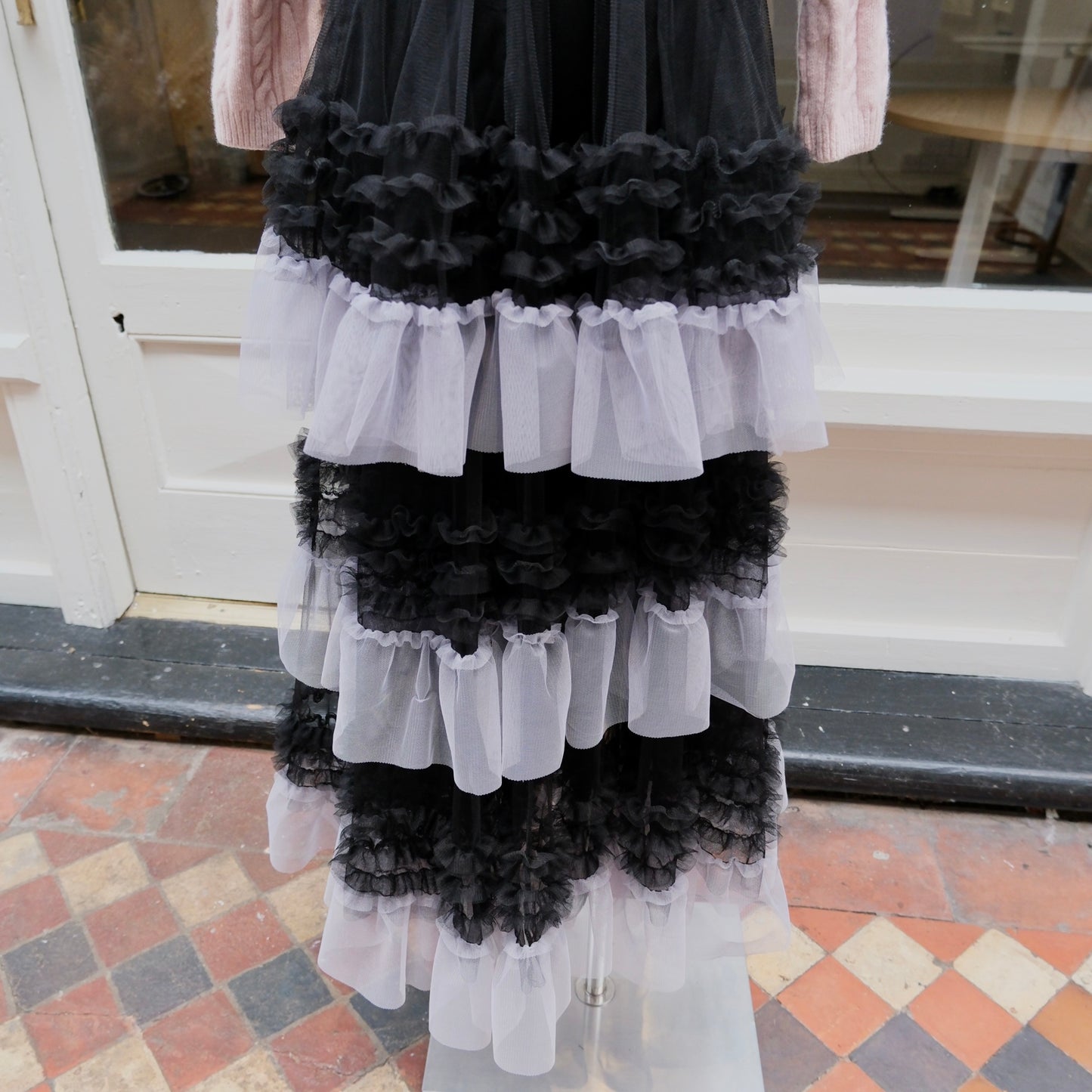 Deadstock Organza Ruffle Maxi Skirt – Layered Tulle Statement Skirt