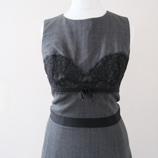 Vintage Dolce & Gabbana Wool Blend Mini Dress with Lace Detail – Size IT 38