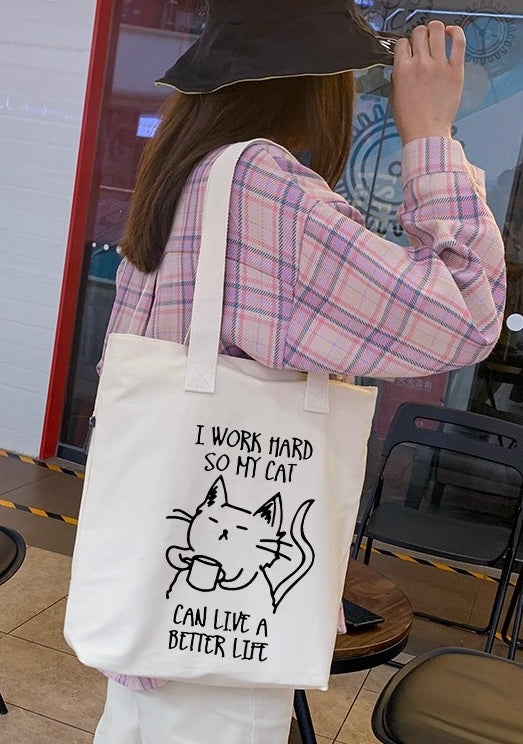 Fun Cat Cotton Tote Bag
