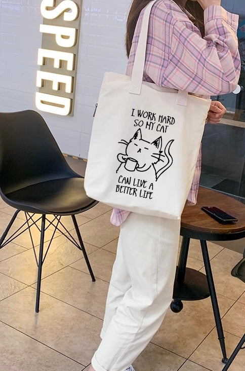 Fun Cat Cotton Tote Bag
