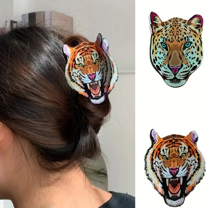 Wild Cat Hair Claw Clips – Leopard & Tiger Design