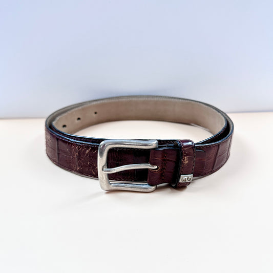 Valentino vintage brown croc effect leather belt - M