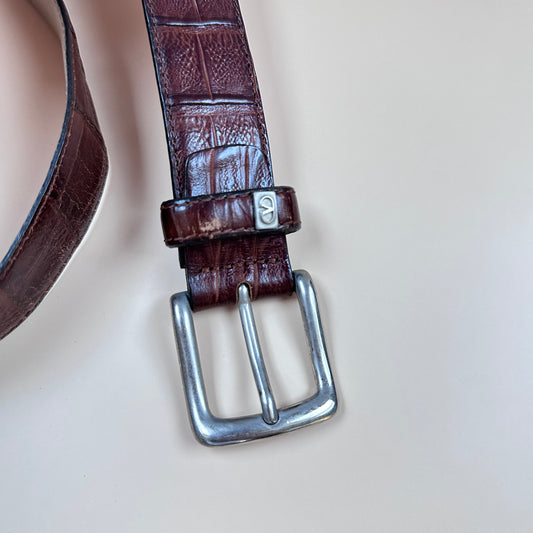 Valentino vintage brown croc effect leather belt - M