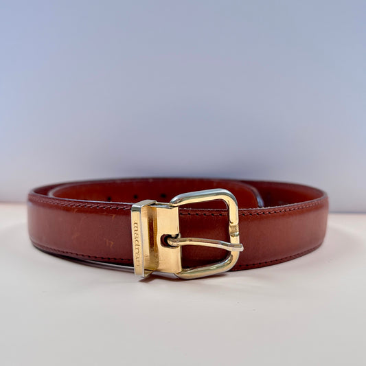 Madras vintage brown leather belt - XS