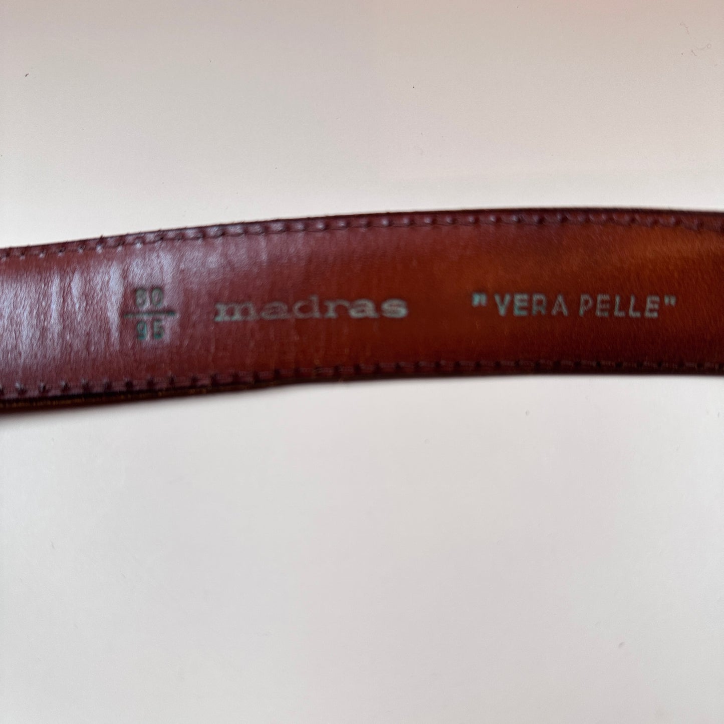 Madras vintage brown leather belt - XS