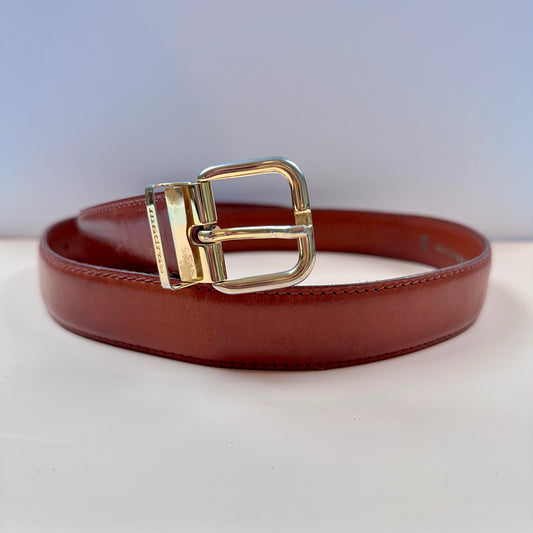 Madras vintage brown leather belt - XS