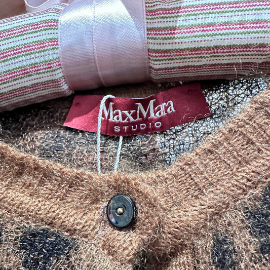 Max Mara Studio Leopard Print Mohair Cardigan – Vintage Designer Knit