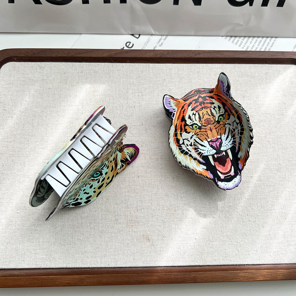Wild Cat Hair Claw Clips – Leopard & Tiger Design