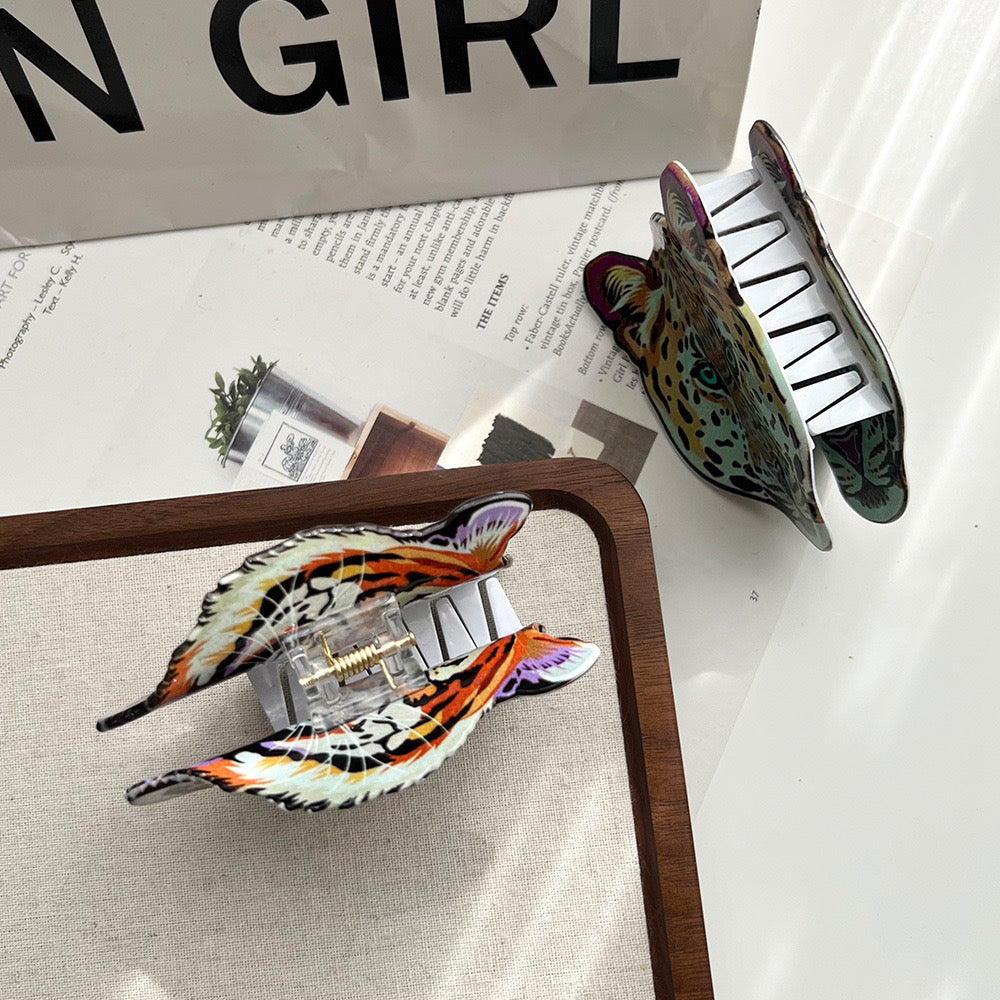 Wild Cat Hair Claw Clips – Leopard & Tiger Design