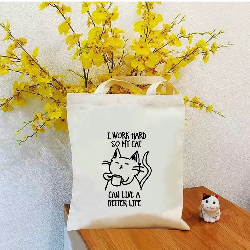 Fun Cat Cotton Tote Bag