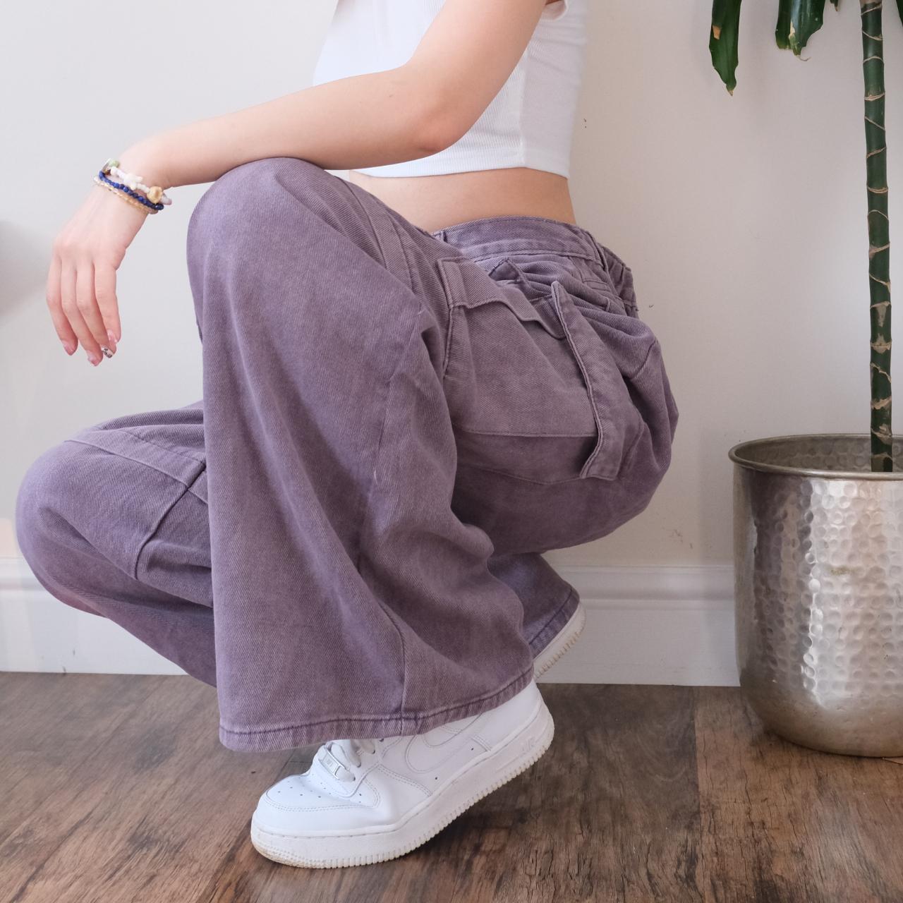 Y2K Unbelievable purple wide leg medium rise cargo jeans - XL