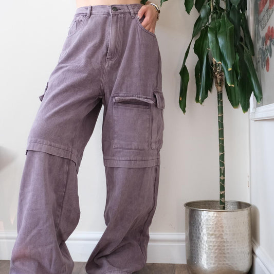 Y2K Unbelievable purple wide leg medium rise cargo jeans - XL