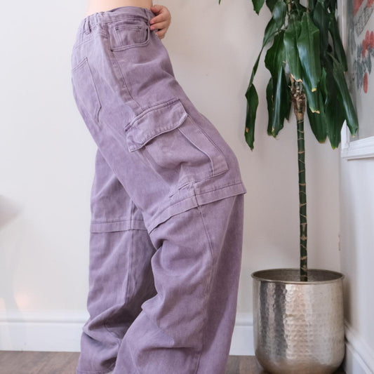 Y2K Unbelievable purple wide leg medium rise cargo jeans - L