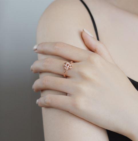 Lucky Clover Blossom Open Ended Sterling Silver Ring - OneCatBoutique