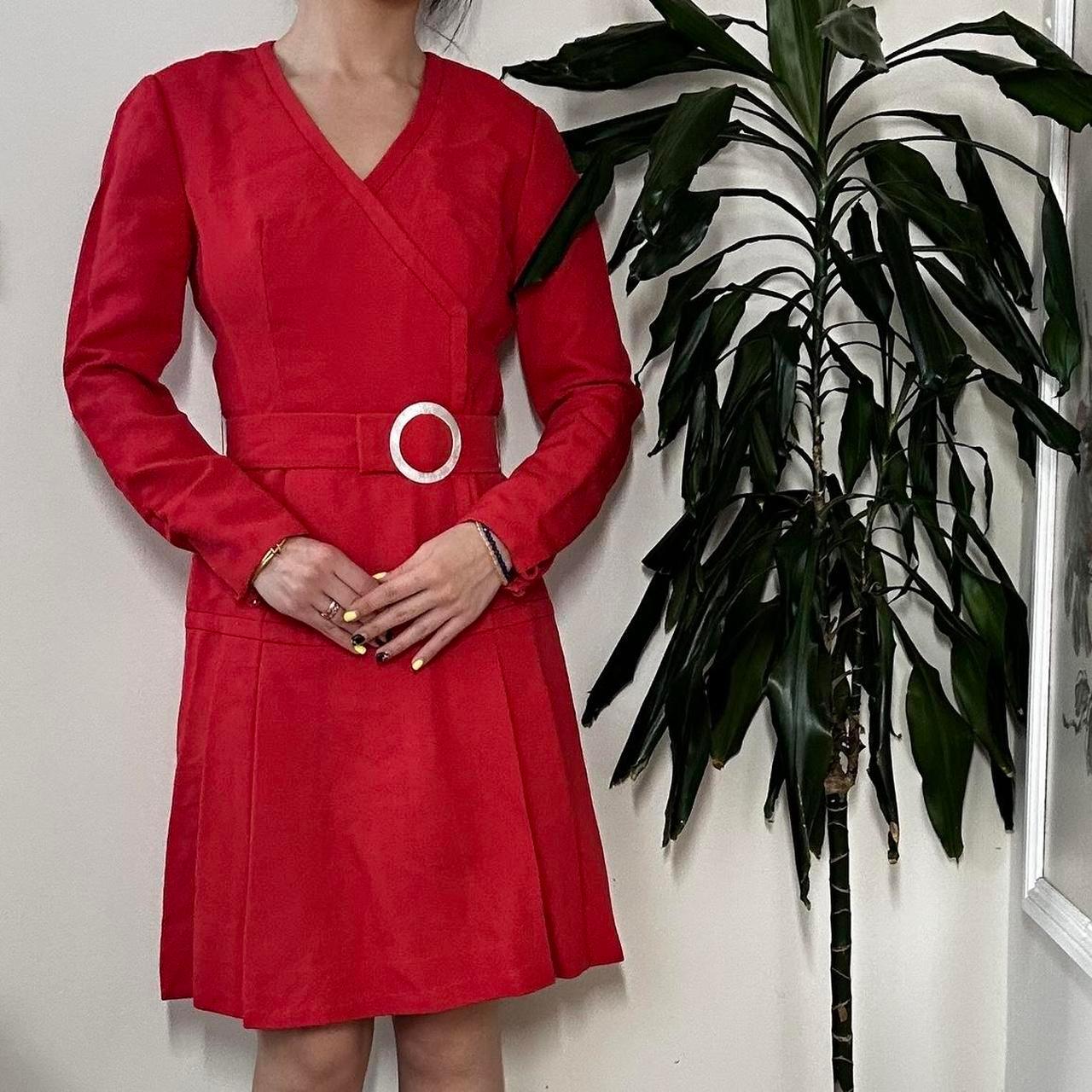 Vintage 60s red tailored midi dress - OneCatBoutique