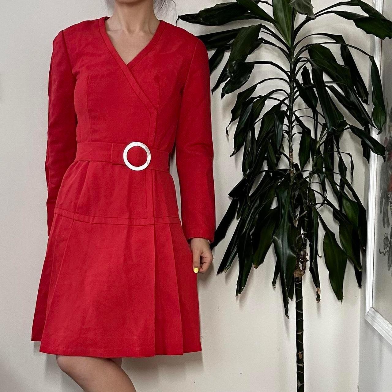 Vintage 60s red tailored midi dress - OneCatBoutique