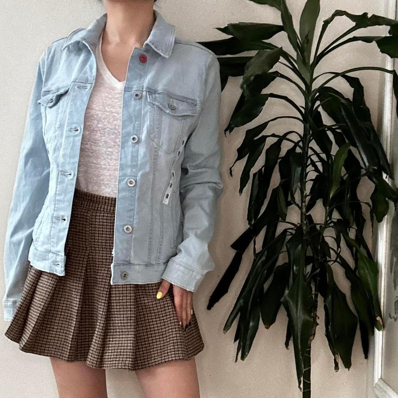 Y2K reworked EV1 teddy blue denim jacket with love heart - OneCatBoutique