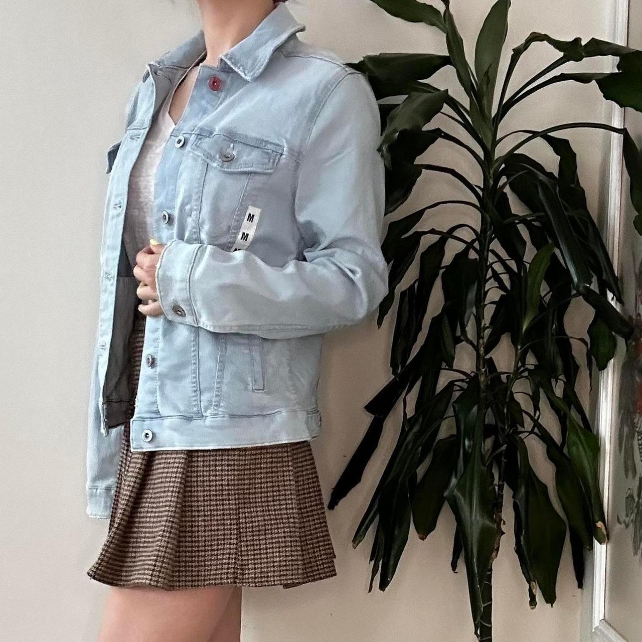 Y2K reworked EV1 teddy blue denim jacket with love heart - OneCatBoutique