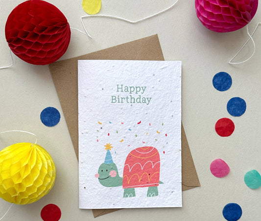 Audrey & Coco - Tortoise Kid's Plantable Birthday Card