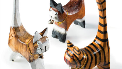 Namaste - Wooden Hand Painted Cat Ring Holder/Ornament