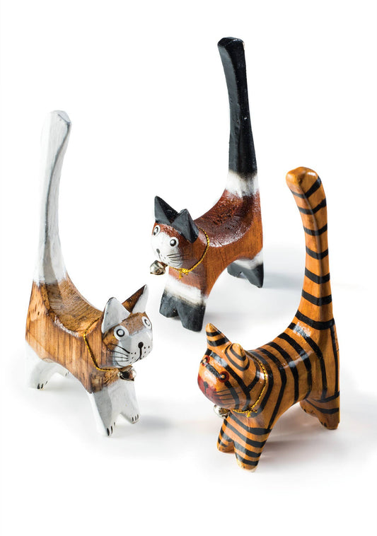 Namaste - Wooden Hand Painted Cat Ring Holder/Ornament
