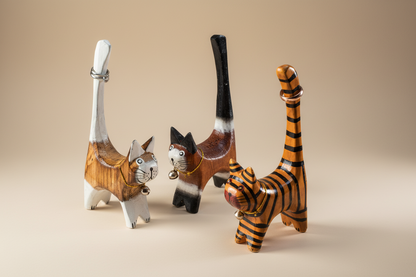 Namaste - Wooden Hand Painted Cat Ring Holder/Ornament