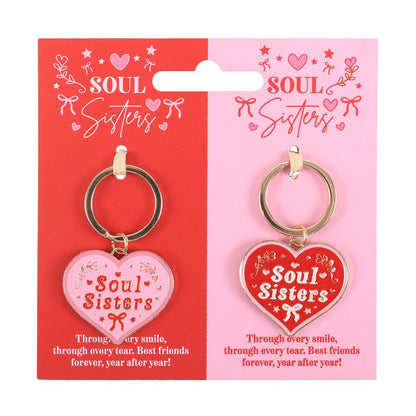Something Different - Pair of Soul Sisters Valentine's Day Love Heart Keyrings