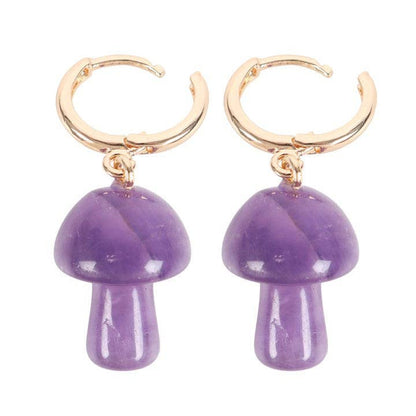 Something Different Wholesale - Amethyst Crystal Mushroom Earrings