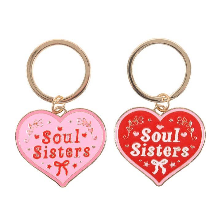 Something Different - Pair of Soul Sisters Valentine's Day Love Heart Keyrings