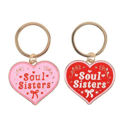 Something Different - Pair of Soul Sisters Valentine's Day Love Heart Keyrings
