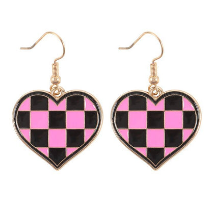 Something Different - Checkerboard Heart Y2K Earrings