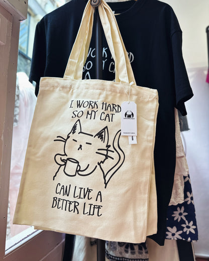 Fun Cat Cotton Tote Bag