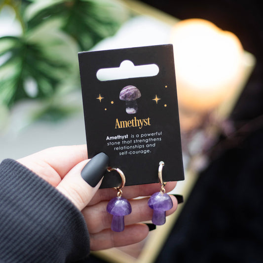 Something Different Wholesale - Amethyst Crystal Mushroom Earrings