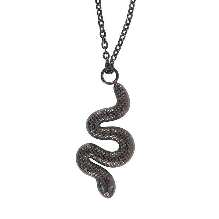 Something Different - Black Snake Pendant Necklace