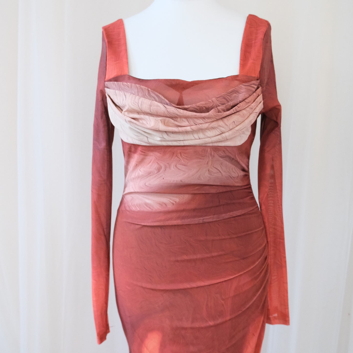 Deadstock Y2K Gradient Mesh Bodycon Maxi Dress – XS-S