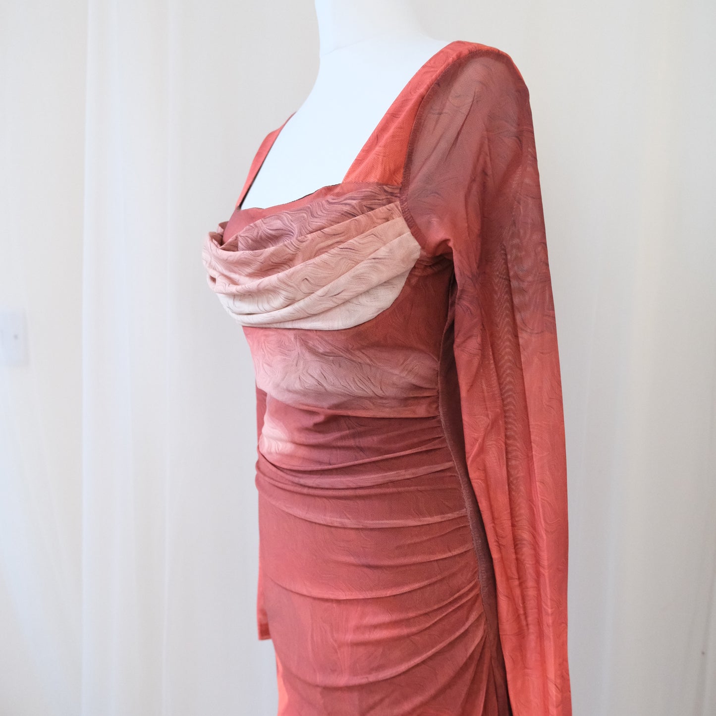 Deadstock Y2K Gradient Mesh Bodycon Maxi Dress – XS-S