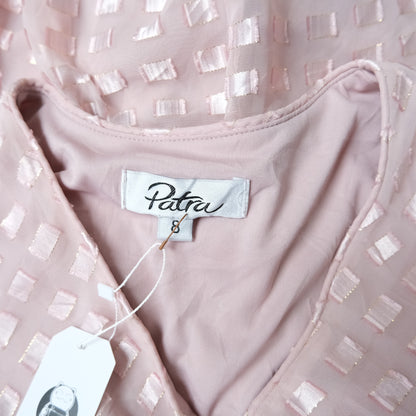 Vintage Patra Blush Pink Textured Layered Dress – Sheer Long Sleeve Romantic Midi