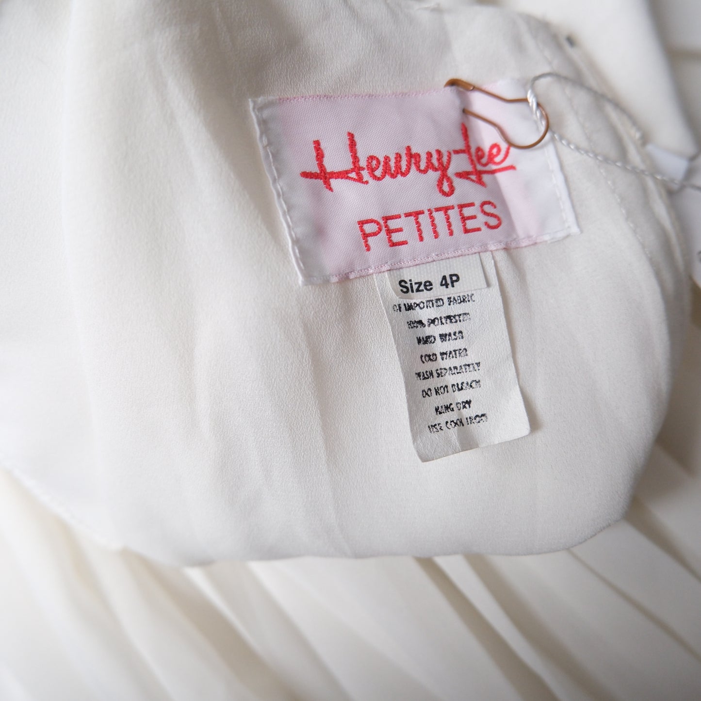 🤍 Vintage Hewvy Lee White Chiffon Pleated Midi Dress – Made in USA