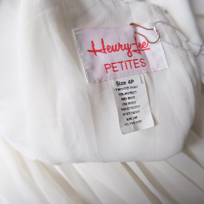 🤍 Vintage Hewvy Lee White Chiffon Pleated Midi Dress – Made in USA