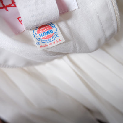 🤍 Vintage Hewvy Lee White Chiffon Pleated Midi Dress – Made in USA