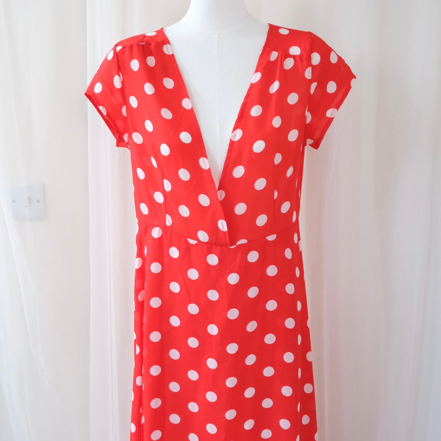 Vintage Red Polka Dot Wrap Dress – Handmade Style
